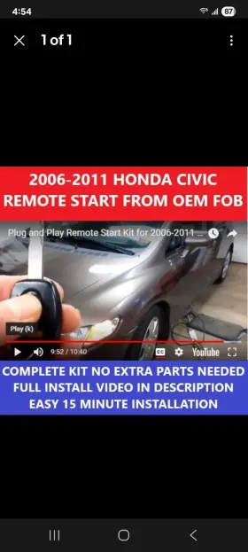 WCN-HON1-OEM FORTIN Plug Play Remote Start Honda Civic