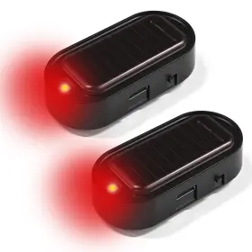 Hqrnyp Qph9329 2pcs Car Solar Power Simulated Dummy Alarm System Auto Red