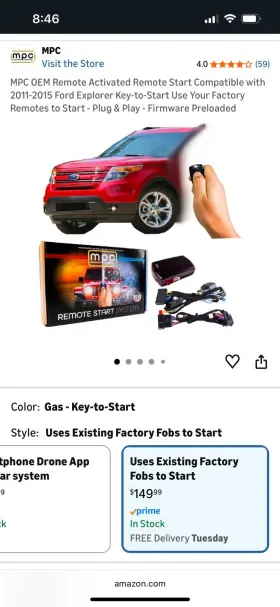 Mpc B-4370-214 Remote Start Kit Ford Explorer 2011-2015