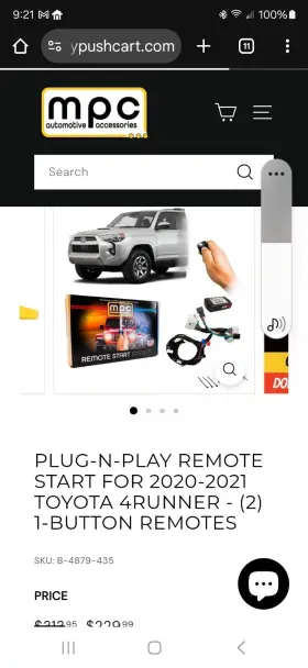 B-4879-435 MPC Remote Start Push Kit Toyota 4RUNNER #2