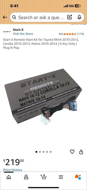BA-T1-R-C-M START-X Remote Kit Toyota Corolla Matrix RAV4