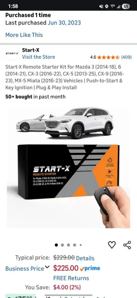 Start-x X003b3kvsz Start-x Remote Starter Kit For Mazda