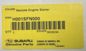 H001SFN000 SUBARU Remote Engine Starter Push Start